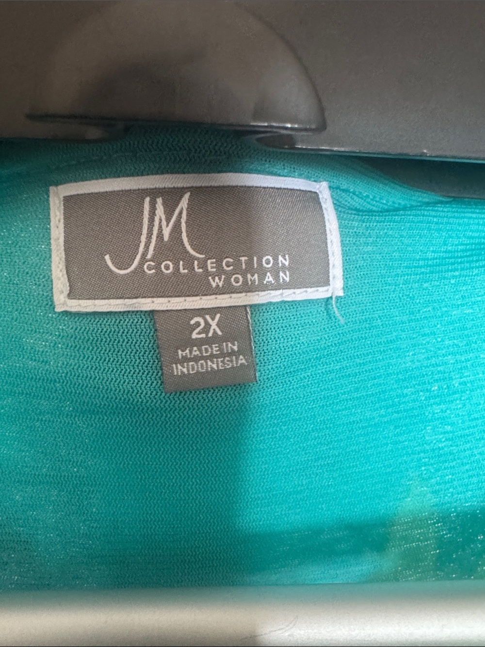 JM Collection Teal & White Floral Scoop-Neck Tunic with Sparkle - Picture 2 of 5